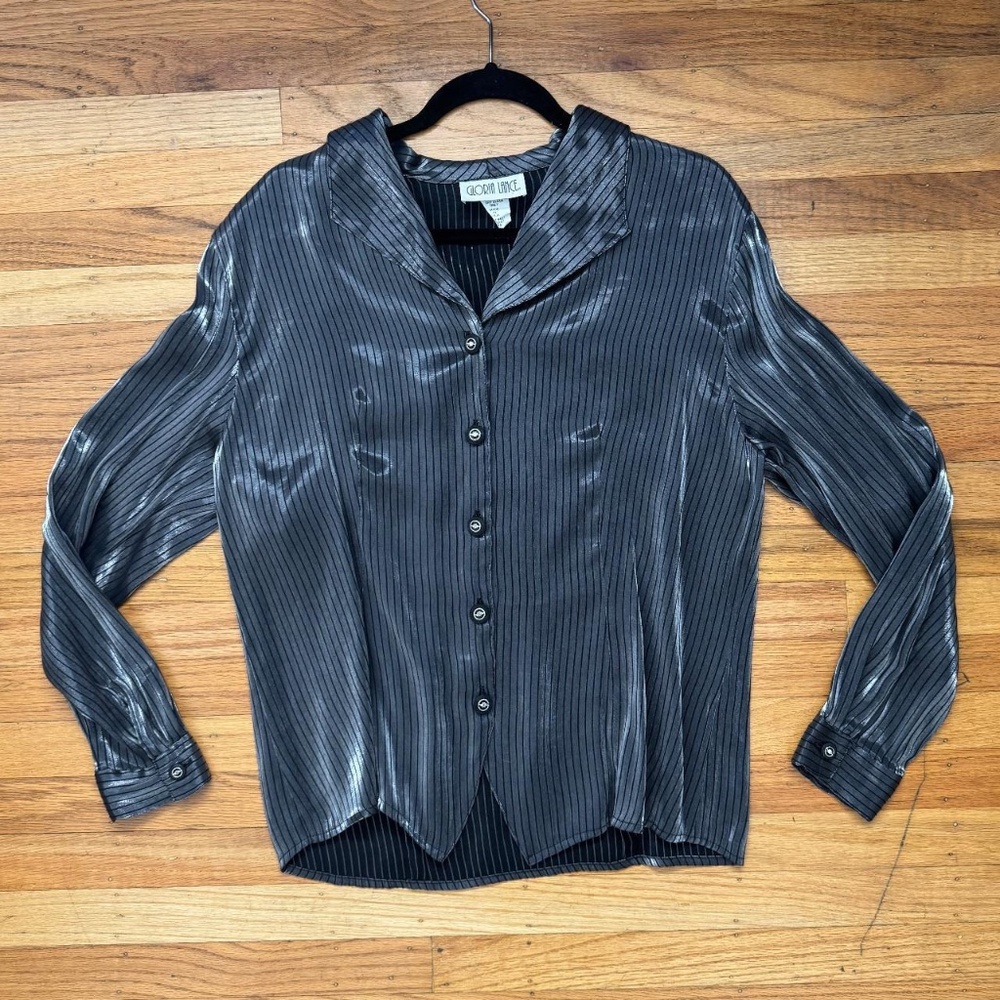 Vintage Gloria Lance metallic silk button up